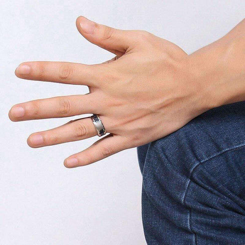 Bague Loup Gravé (Acier)